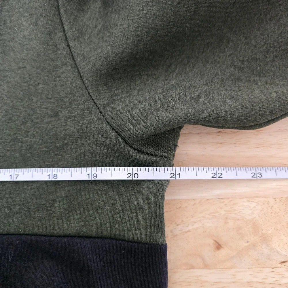 The North Face Mens Hoodie sz Medium Olive Green Black Colorblock Logo Pullover